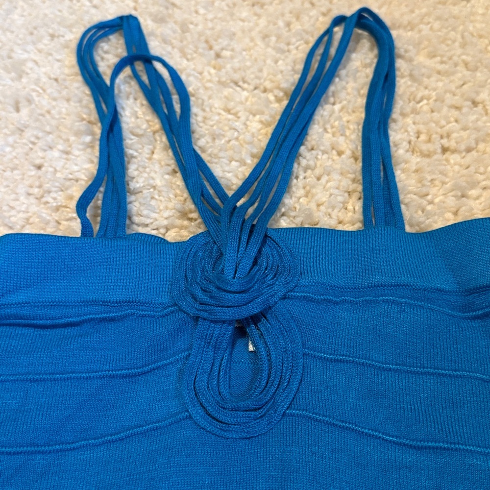 Small mini dress stretchy blue sexy clubbing wore once - Picture 2 of 3